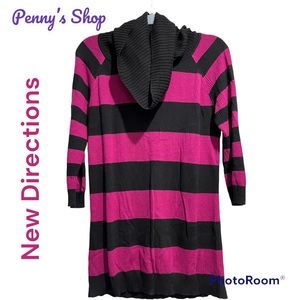 New Directions Women’s striped tunic sweater with cowl neck